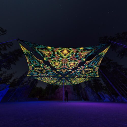 R2-TR02 and R2-TR03 - 6 Triangles Canopy Set - UV-Reactive Flurescent Ceiling Decoration - 3D-Preview