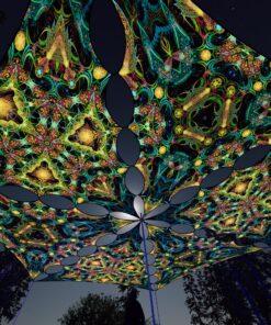 R2-TR02 and R2-TR03 - 6 Triangles Canopy Set - UV-Reactive Flurescent Ceiling Decoration - 3D-Preview