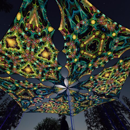 R2-TR02 and R2-TR03 - 6 Triangles Canopy Set - UV-Reactive Flurescent Ceiling Decoration - 3D-Preview