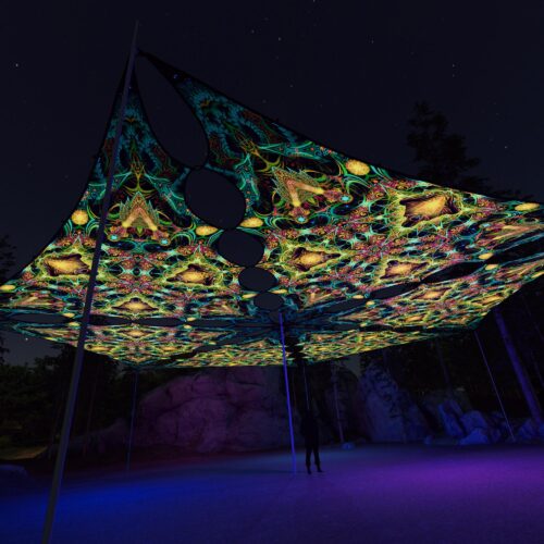 R2-TR02 - 6 Triangles Canopy Set - UV-Reactive Flurescent Ceiling Decoration - 3D-Preview