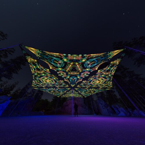 R2-TR03 and R2-TR01 - 6 Triangles Canopy Set - UV-Reactive Flurescent Ceiling Decoration - 3D-Preview