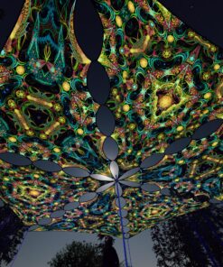 R2-TR03 and R2-TR01 - 6 Triangles Canopy Set - UV-Reactive Flurescent Ceiling Decoration - 3D-Preview