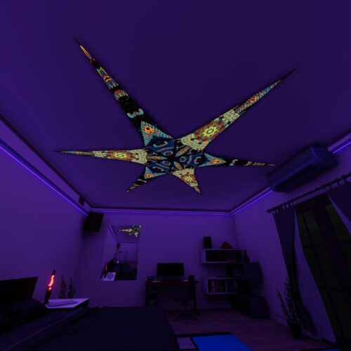 VN-Blip-Blop and VN-Radiance – 6 Petals Canopy Set - UV-Reactive Flurescent Ceiling Decoration - 3D-Preview