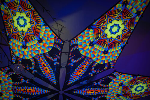 VN-Radiance – 6 Petals Canopy Set - UV-Reactive Flurescent Ceiling Decoration - 3D-Preview