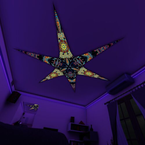 VN-Radiance and VN-Spine – 6 Petals Canopy Set - UV-Reactive Flurescent Ceiling Decoration - 3D-Preview