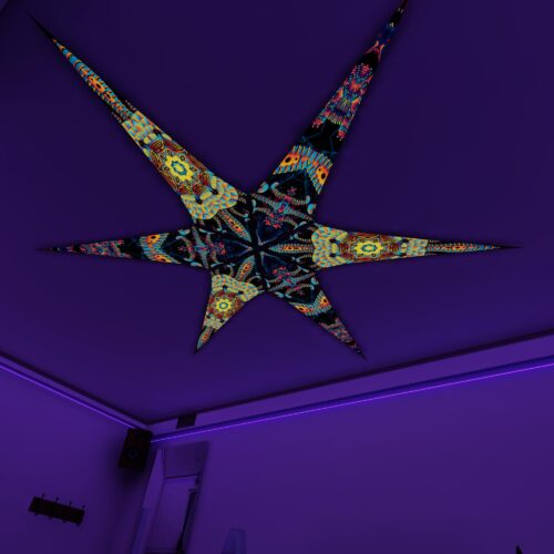 VN-Radiance and VN-Spine – 6 Petals Canopy Set - UV-Reactive Flurescent Ceiling Decoration - 3D-Preview