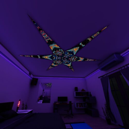 VN-Spine and VN-Blip-Blop – 6 Petals Canopy Set - UV-Reactive Flurescent Ceiling Decoration - 3D-Preview