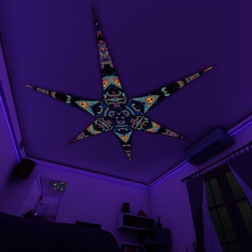 VN-Spine and VN-Blip-Blop – 6 Petals Canopy Set - UV-Reactive Flurescent Ceiling Decoration - 3D-Preview