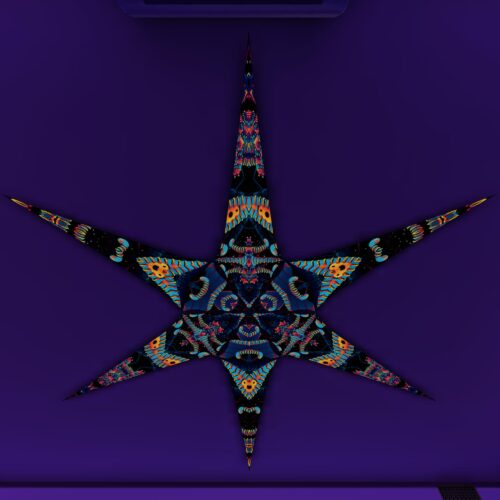 VN-Spine and VN-Blip-Blop – 6 Petals Canopy Set - UV-Reactive Flurescent Ceiling Decoration - 3D-Preview