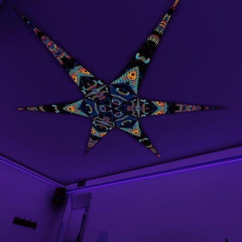 VN-Spine and VN-Blip-Blop – 6 Petals Canopy Set - UV-Reactive Flurescent Ceiling Decoration - 3D-Preview
