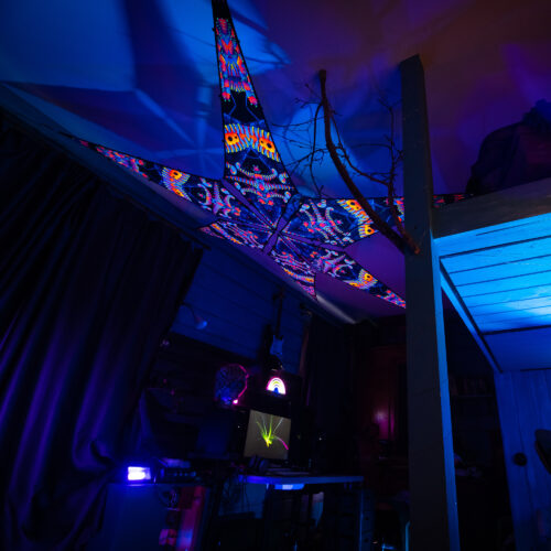 VN-Spine – 6 Petals Canopy Set - UV-Reactive Flurescent Ceiling Decoration - 3D-Preview