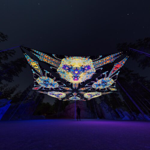 VN-TR01 and VN-TR02 - 6 Triangles Canopy Set - UV-Reactive Flurescent Ceiling Decoration - 3D-Preview