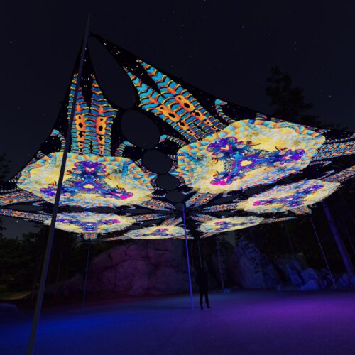 VN-TR01 - 6 Triangles Canopy Set - UV-Reactive Flurescent Ceiling Decoration - 3D-Preview
