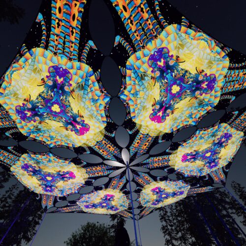 VN-TR01 - 6 Triangles Canopy Set - UV-Reactive Flurescent Ceiling Decoration - 3D-Preview