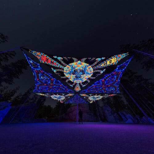 VN-TR02 and VN-TR03 - 6 Triangles Canopy Set - UV-Reactive Flurescent Ceiling Decoration - 3D-Preview