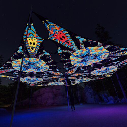 VN-TR02 - 6 Triangles Canopy Set - UV-Reactive Flurescent Ceiling Decoration - 3D-Preview