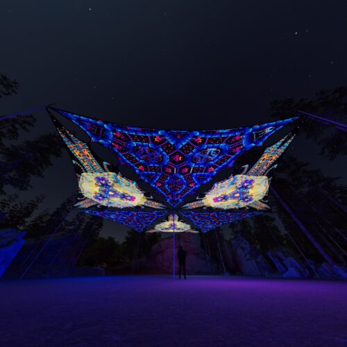 VN-TR03 and VN-TR01- 6 Triangles Canopy Set - UV-Reactive Flurescent Ceiling Decoration - 3D-Preview