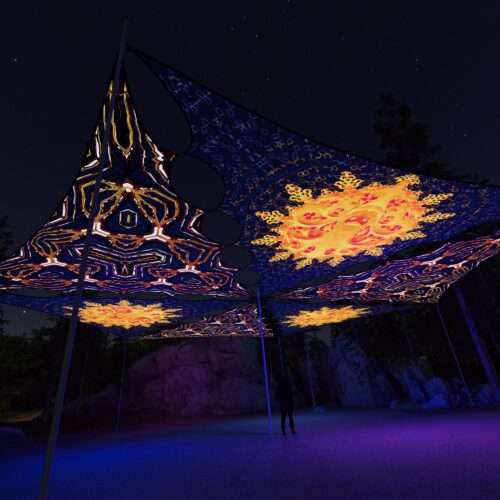 WT-TR01 and WT-TR02 - 6 Triangles Canopy Set - UV-Reactive Flurescent Ceiling Decoration - 3D-Preview