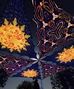 WT-TR01 and WT-TR02 - 6 Triangles Canopy Set - UV-Reactive Flurescent Ceiling Decoration - 3D-Preview