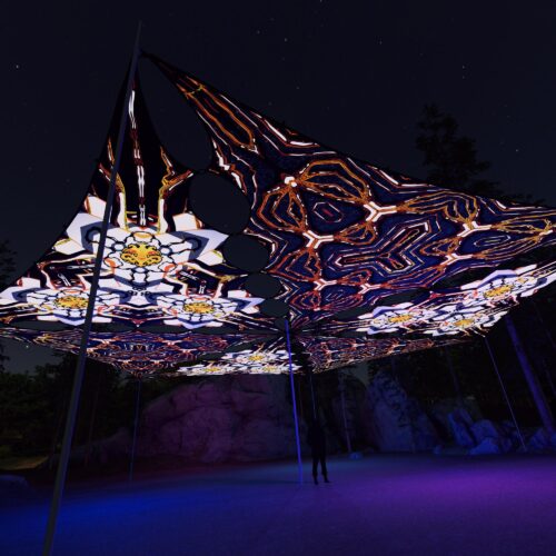 WT-TR02 and WT-TR03 - 6 Triangles Canopy Set - UV-Reactive Flurescent Ceiling Decoration - 3D-Preview