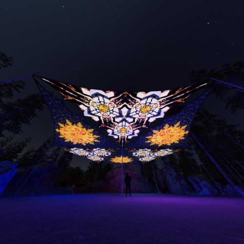 WT-TR03 and WT-TR01 - 6 Triangles Canopy Set - UV-Reactive Flurescent Ceiling Decoration - 3D-Preview