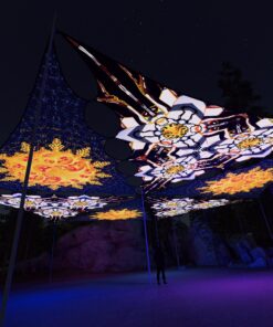 WT-TR03 and WT-TR01 - 6 Triangles Canopy Set - UV-Reactive Flurescent Ceiling Decoration - 3D-Preview