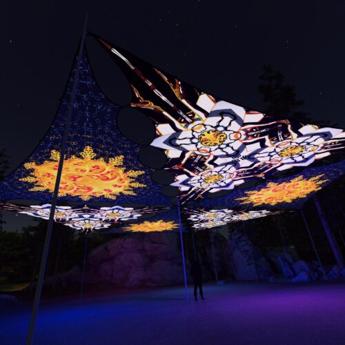 WT-TR03 and WT-TR01 - 6 Triangles Canopy Set - UV-Reactive Flurescent Ceiling Decoration - 3D-Preview