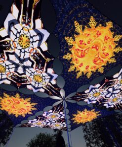 WT-TR03 and WT-TR01 - 6 Triangles Canopy Set - UV-Reactive Flurescent Ceiling Decoration - 3D-Preview