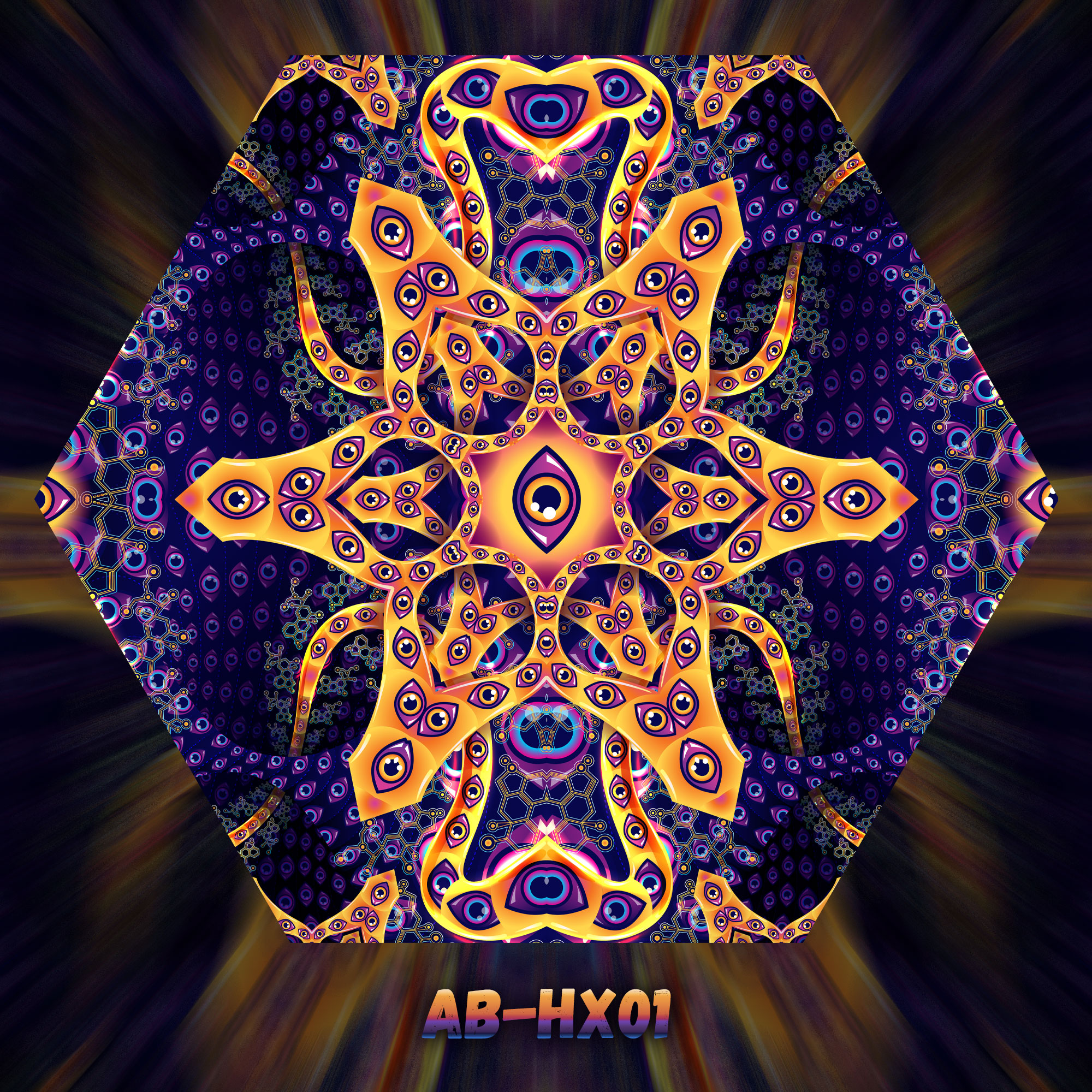 AB-HX01 - UV-Reactive Fluorescent Hexagon - Design Preview