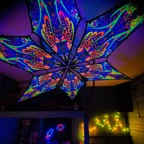 Jungle – 6 Petals Canopy Set - UV-Reactive Flurescent Ceiling Decoration - 3D-Preview