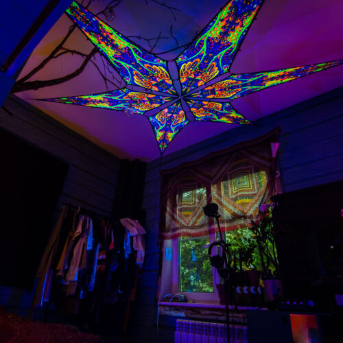 Jungle – 6 Petals Canopy Set - UV-Reactive Flurescent Ceiling Decoration - 3D-Preview