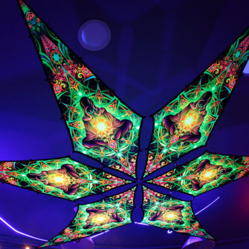 Adept – 6 Petals Canopy Set - UV-Reactive Flurescent Ceiling Decoration - 3D-Preview