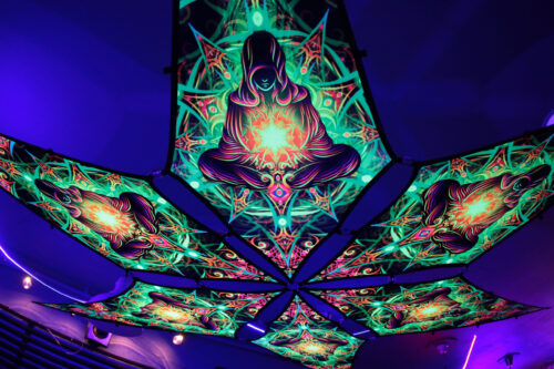 Adept – 6 Petals Canopy Set - UV-Reactive Flurescent Ceiling Decoration - 3D-Preview