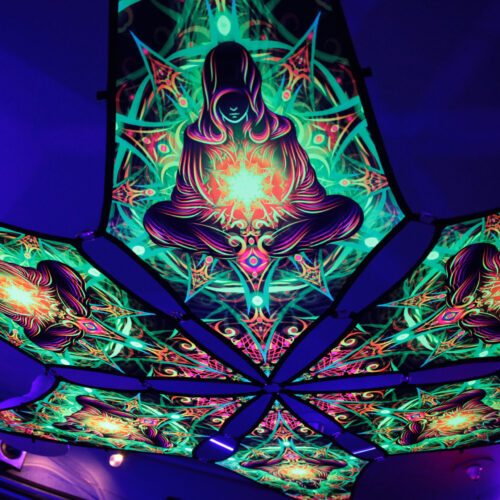 Adept – 6 Petals Canopy Set - UV-Reactive Flurescent Ceiling Decoration - 3D-Preview