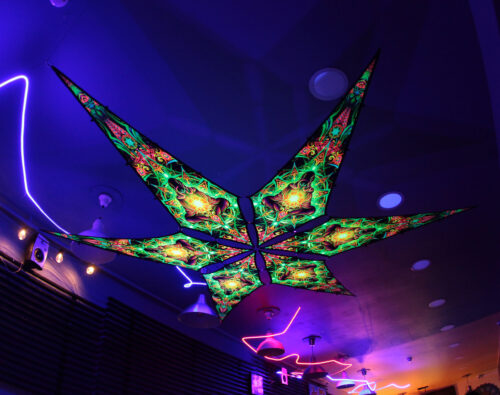 Adept – 6 Petals Canopy Set - UV-Reactive Flurescent Ceiling Decoration - 3D-Preview