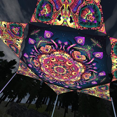 Fungal Rift - FR-HX04 and FR-TR03 - 1 UV-Hexagon and 6 UV-Triangles Canopy - 3D-Preview