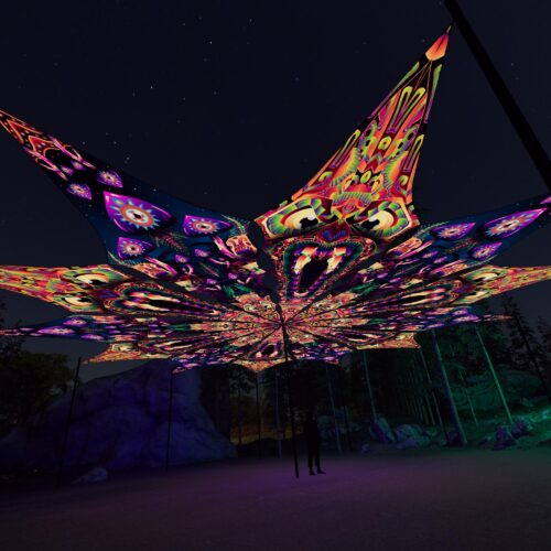 Fungal Rift - FR-PT04 and FR-PT01 - 12 UV-Petals Psychedelic Canopy - 3D-Preview