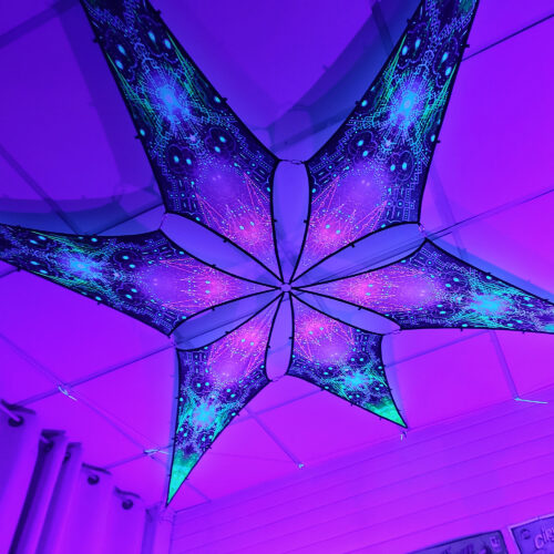 Geometry Galaxy - 6 Petals Canopy Set - UV-Reactive Flurescent Ceiling Decoration - Real Life Photo