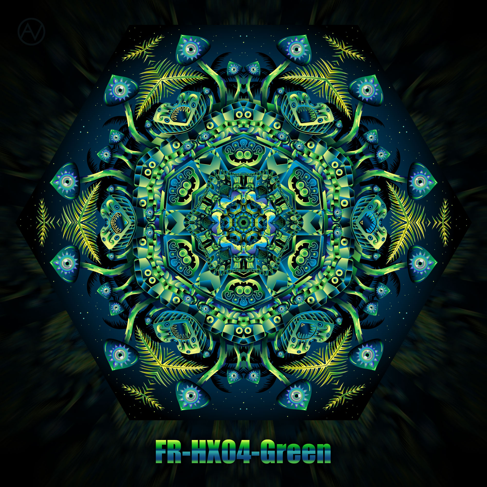 FR-HX04-Green - UV-Reactive Fluorescent Hexagon - Design Preview