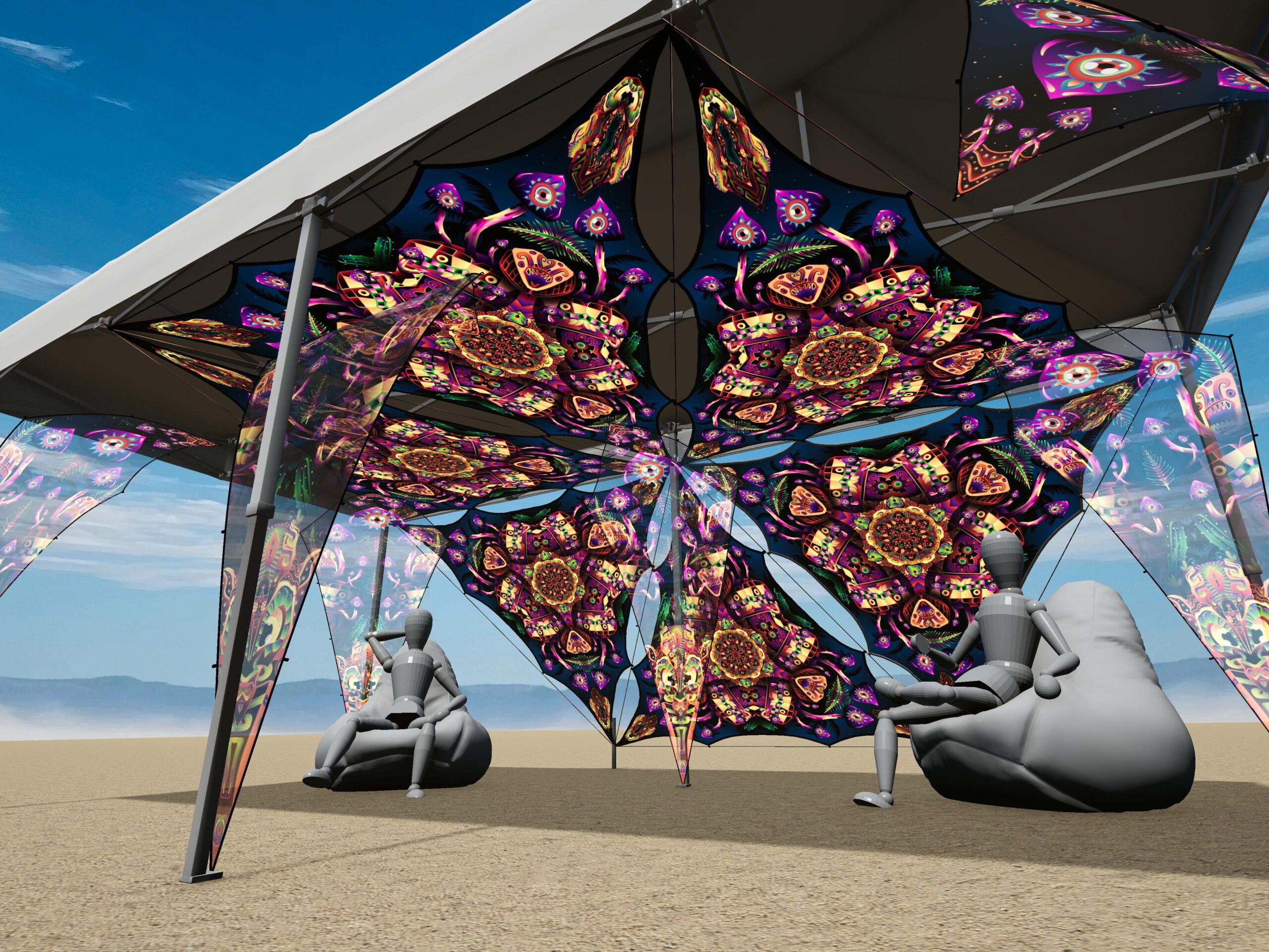 Fungal Rift - FR-TR04 - Music Festival Camp Set - Advanced - 3D render - Daylight