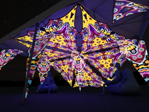 Lord Ganesha - GN-TR03 - Music Festival Camp Set - Advanced - 3D render - Night/UV-Light