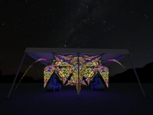 Lord Hanuman - HN-TR01 - Music Festival Camp Set - Advanced - 3D render - Night/UV-light