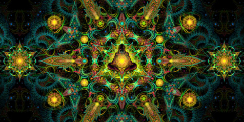 Reincarnation 2 - Colorful UV Backdrop XL Tapestry Psychedelic UV-Reactive Fluorescent Wall Art