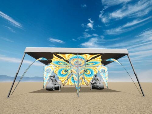 Solar Feather - Music Festival Camp Set - Advanced - 3D render - Daylight