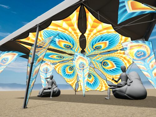 Solar Feather - Music Festival Camp Set - Advanced - 3D render - Daylight