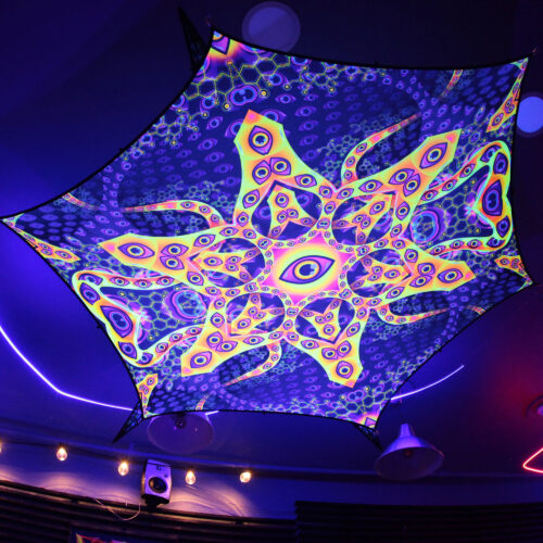 AB-HX01 - Hexagon Ceiling Decoration – Stretchable Fabric UV-Reactive Element