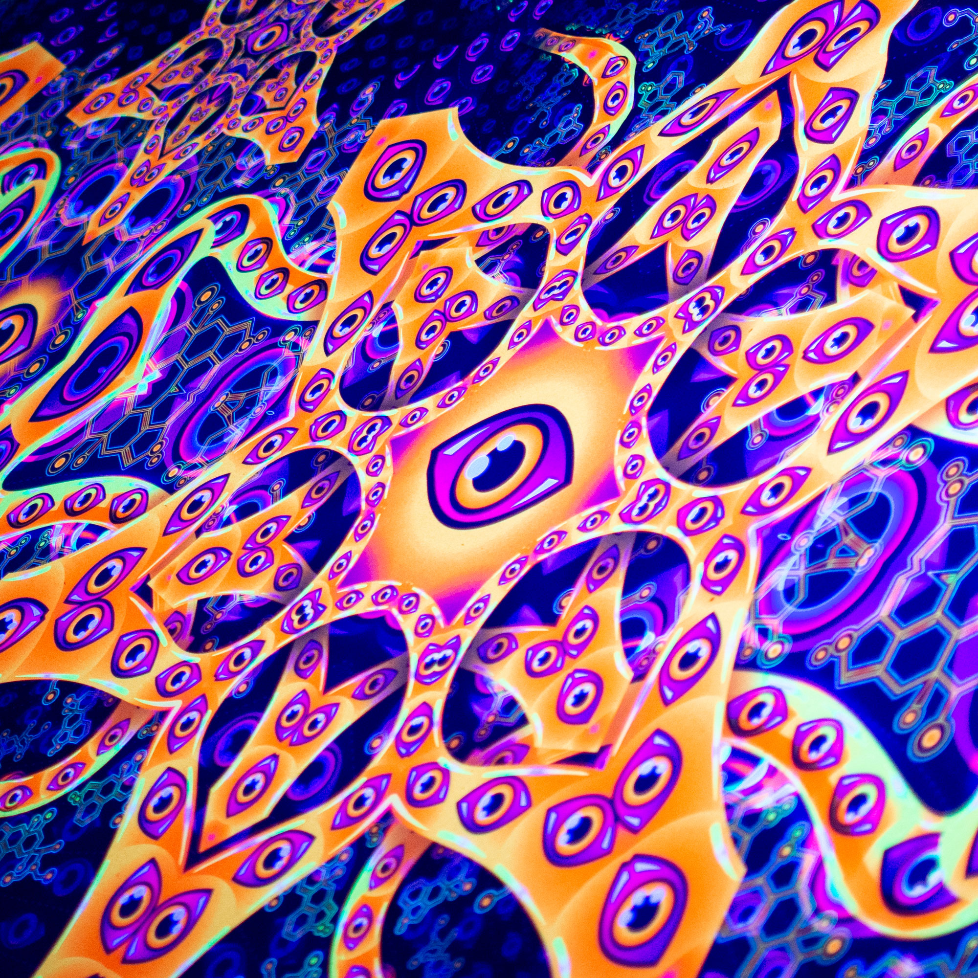 Abracadabra - Colorful UV Backdrop XL Tapestry Psychedelic UV-Reactive Fluorescent Wall Art - Image 2