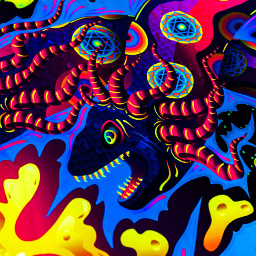 Lord Ganesha - Colorful UV Backdrop XL Tapestry Psychedelic UV-Reactive Fluorescent Wall Art - Image 4