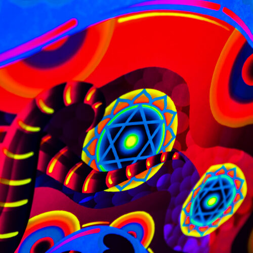 Lord Ganesha - Colorful UV Backdrop XL Tapestry Psychedelic UV-Reactive Fluorescent Wall Art - Image 5